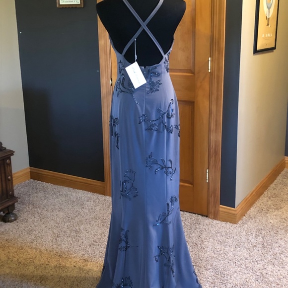 Long Gray Beaded Dress - Picture 3 of 5